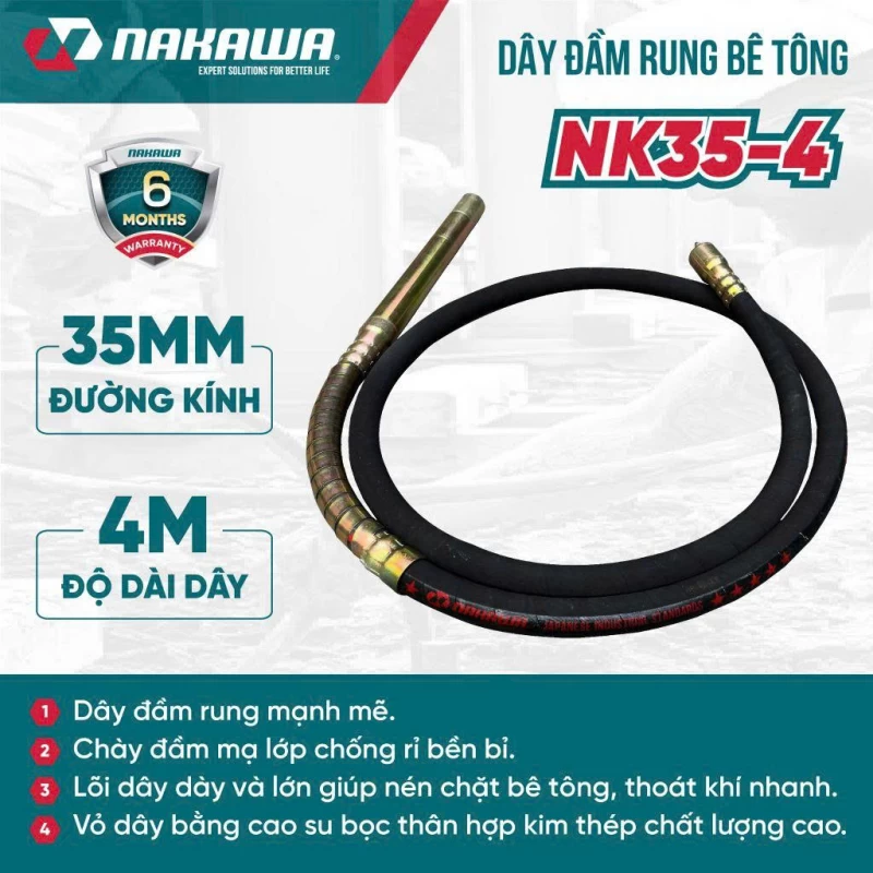 Dây đầm rung bê tông NAKAWA NK35-4 - Ảnh 3