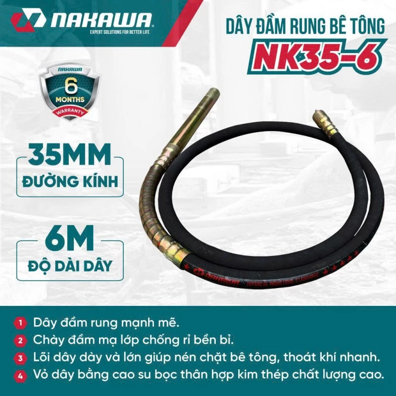 Dây đầm rung bê tông NAKAWA NK35-6 - Ảnh 2