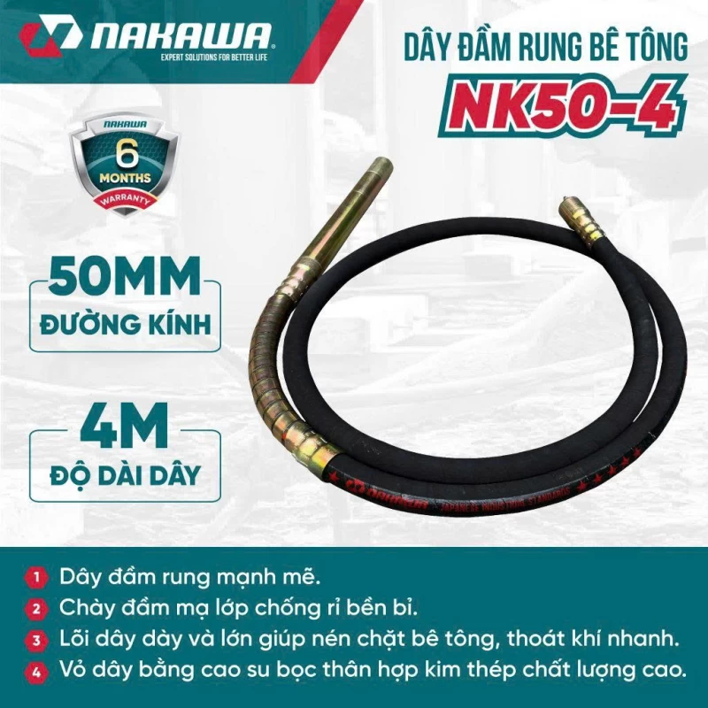 Dây đầm rung bê tông NAKAWA NK50-4 - Thumbnail 2