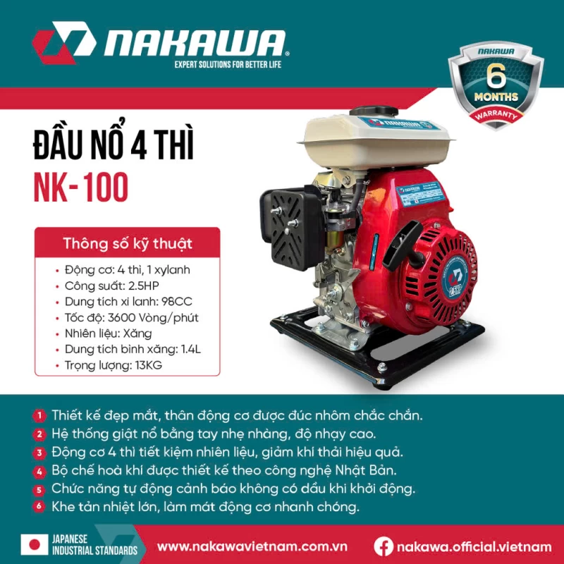Động Cơ Xăng 2.5Hp Nakawa NK-100 - Ảnh 2