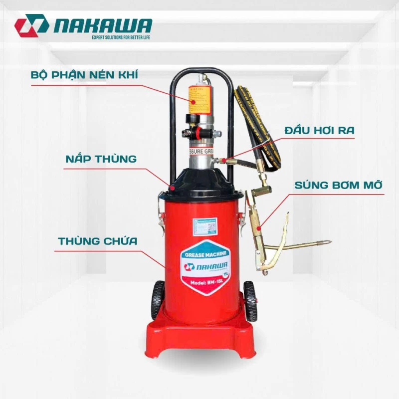 Máy bơm mỡ dùng khí nén NAKAWA BM-25L - Thumbnail 2