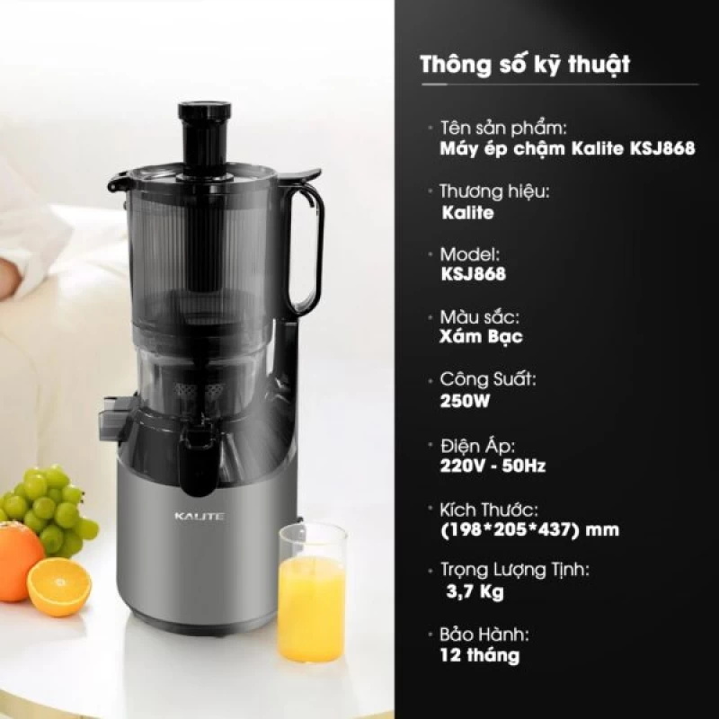Máy ép chậm KALITE KSJ868 động cơ DC siêu khỏe ép kiệt bã - Ảnh 10