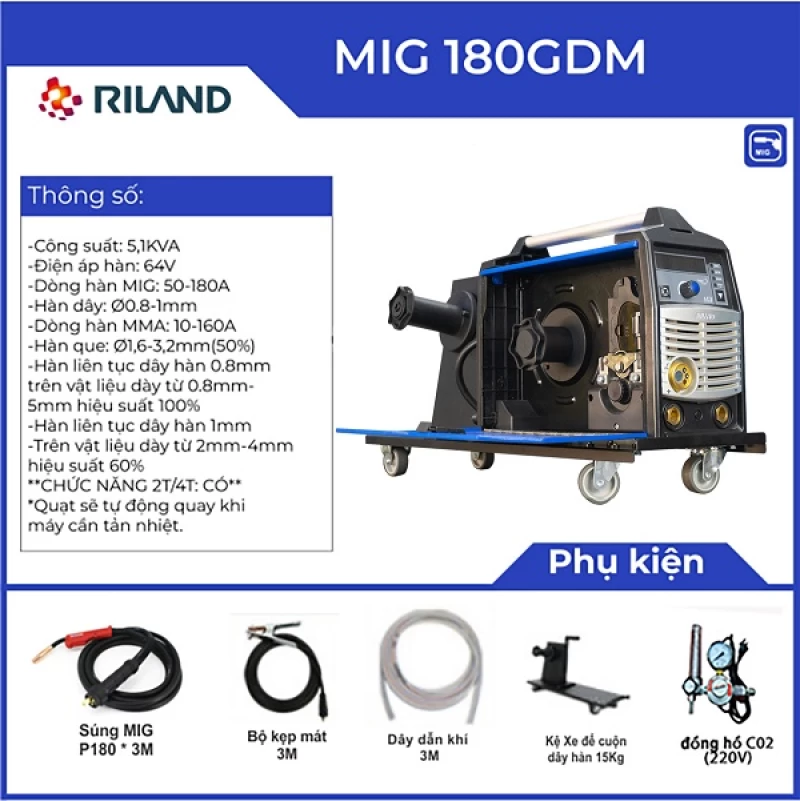 MÁY HÀN RILAND MIG 180GDM - Thumbnail 4