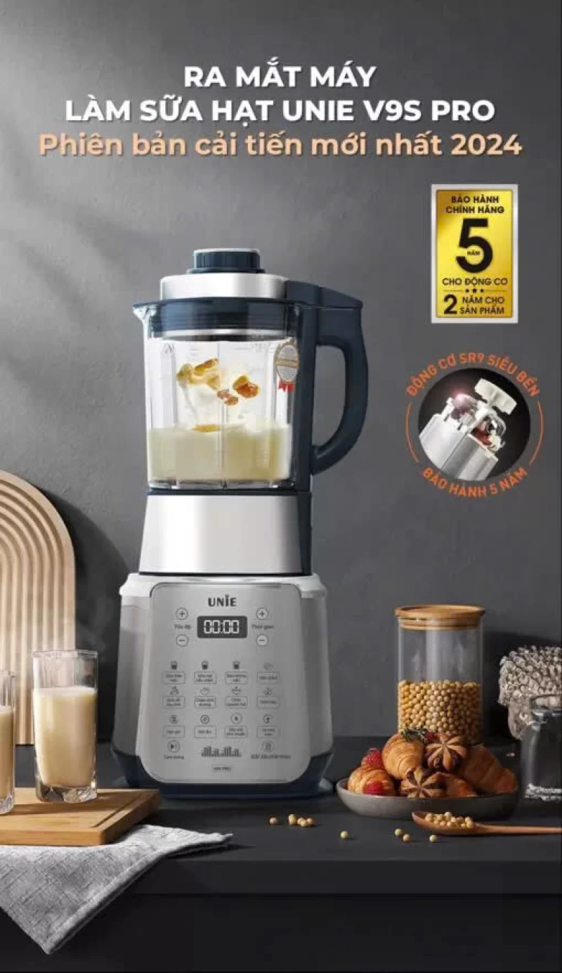 Máy làm sữa hạt UNIE V9S PRO dung tích 1,75L, xay nấu siêu êm, vệ sinh khử khuẩn tự động - Thumbnail 10