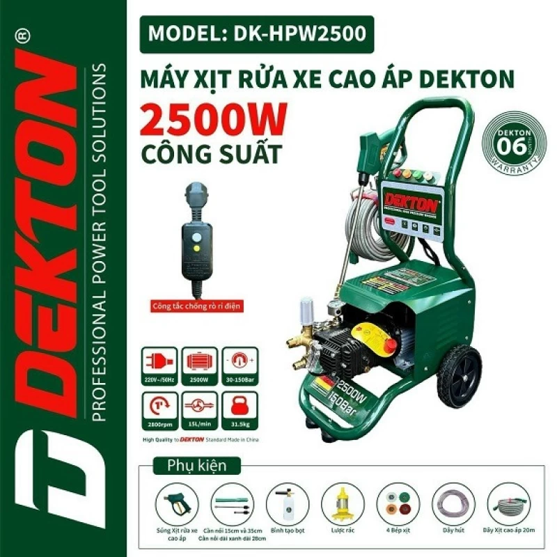 Máy Rửa Xe Dekton 2500w có chống giật DK-HPW2500 - Ảnh 1
