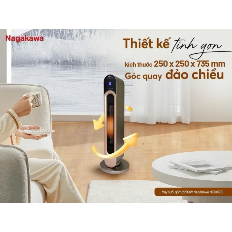 Máy sưởi gốm 2200W Nagakawa NEH8399 - Ảnh 4