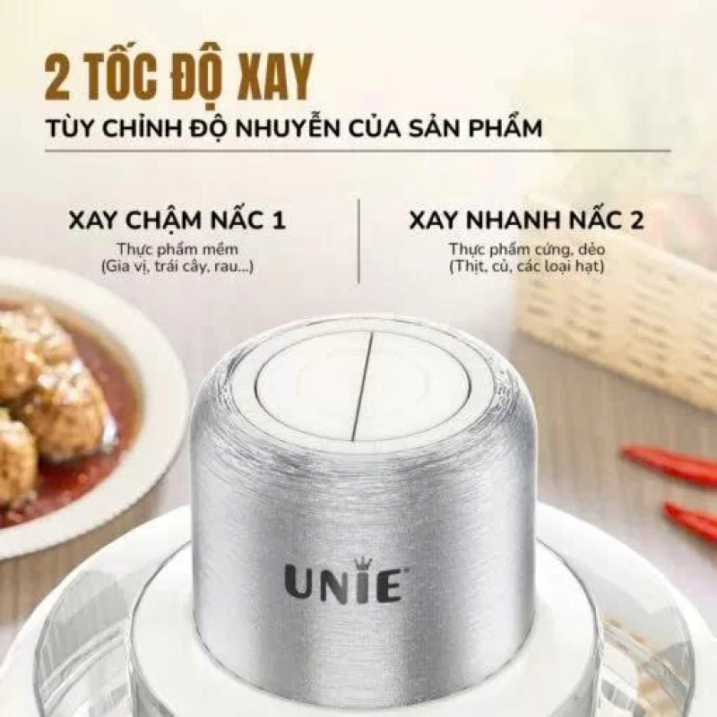 Máy xay thịt UNIE UM366 dung tích 2,5L, 2 cối xay thủy tinh, đánh ruốc, bóc tỏi tiện lợi - Ảnh 2