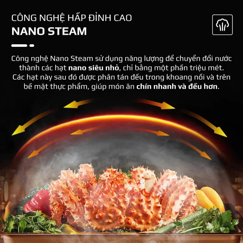 Nồi Chiên Hấp Đa Năng OLIVO SF20 PRO - Dung tích vượt trội 20L, Ứng dụng công nghệ hiện đại bậc nhất - Hấp Nano Steam/Chiên Eco Fry, 70 Chế Độ Cài Sẵn,Vệ Sinh Dễ Dàng - Thumbnail 7