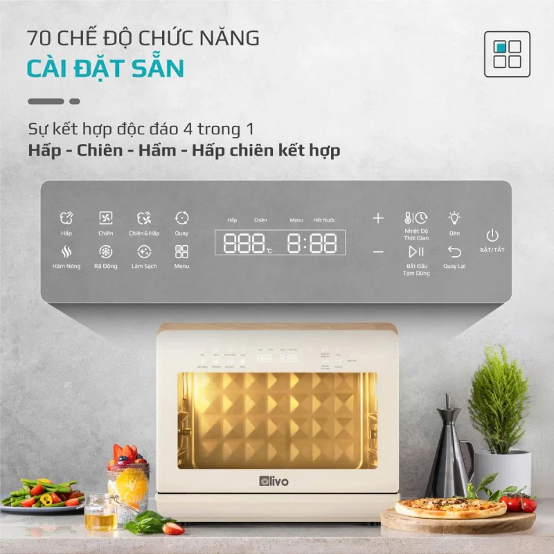 Nồi Chiên Hấp Đa Năng OLIVO SF20 PRO - Dung tích vượt trội 20L, Ứng dụng công nghệ hiện đại bậc nhất - Hấp Nano Steam/Chiên Eco Fry, 70 Chế Độ Cài Sẵn,Vệ Sinh Dễ Dàng - Thumbnail 14