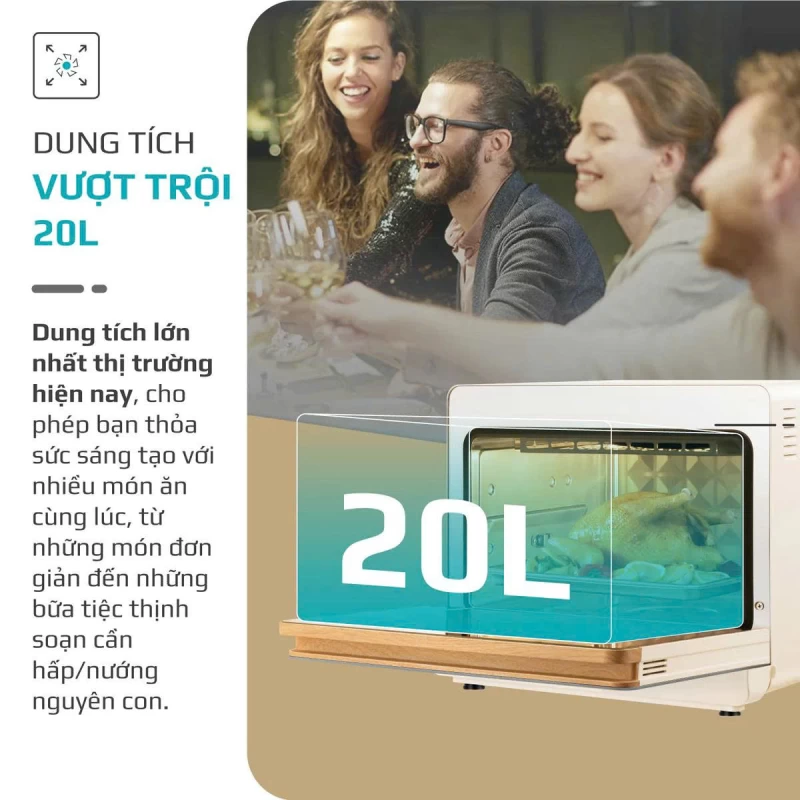 Nồi Chiên Hấp Đa Năng OLIVO SF20 PRO - Dung tích vượt trội 20L, Ứng dụng công nghệ hiện đại bậc nhất - Hấp Nano Steam/Chiên Eco Fry, 70 Chế Độ Cài Sẵn,Vệ Sinh Dễ Dàng - Thumbnail 5