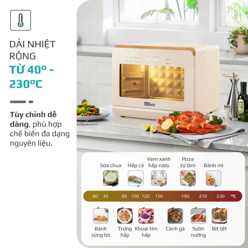 Nồi Chiên Hấp Đa Năng OLIVO SF20 PRO - Dung tích vượt trội 20L, Ứng dụng công nghệ hiện đại bậc nhất - Hấp Nano Steam/Chiên Eco Fry, 70 Chế Độ Cài Sẵn,Vệ Sinh Dễ Dàng - Thumbnail 30
