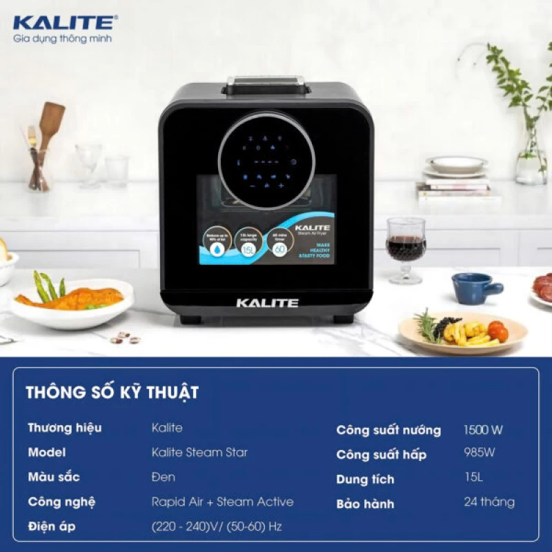 Nồi chiên hơi nước KALITE STEAM STAR 15 lít, đa năng - Thumbnail 2
