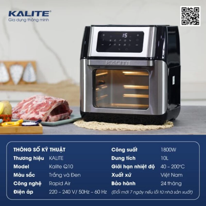 Nồi chiên không dầu KALITE Q10 10 lít, trục xiên quay, nhiều phụ kiện - Thumbnail 8