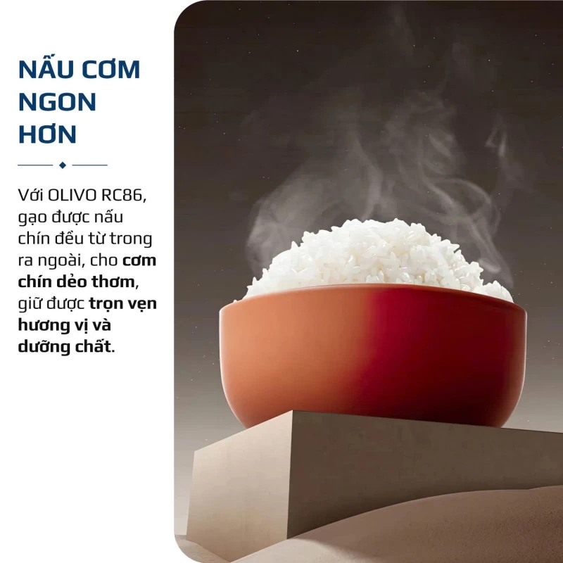 Nồi Cơm Điện OLIVO RC86 Titanium – Lòng Nồi INOX 304 Chống Dính Tự Nhiên, Nấu Cơm Ngon, Thiết Kế Tinh Tế, Sang Trọng - Thumbnail 8
