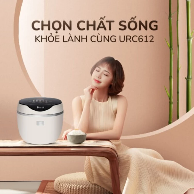 Nồi cơm điện tử UNIE URC612 , nấu cơm giảm đường, lòng nồi inox, dung tích 1,2L - Thumbnail 4