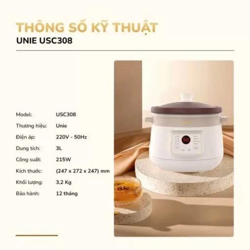 Nồi kho hầm đa năng UNIE USC308 dung tích 3L, lòng nồi gốm tử sa, 8 chức năng kho hầm - Thumbnail 9