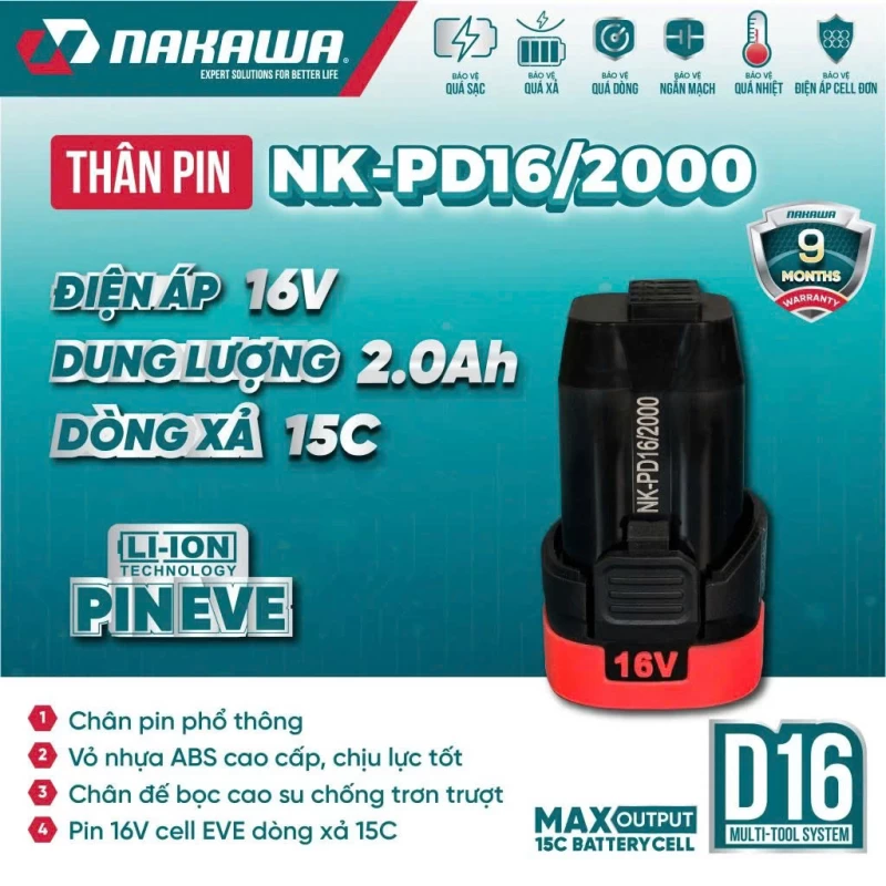 Pin 16V 2.0Ah NAKAWA NK-PD16/2000 - Thumbnail 3