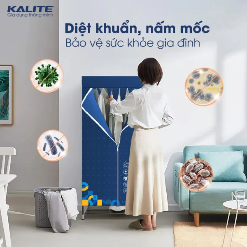 Tủ Sấy Quần Áo Kalite KL6880 Sấy Khô Nhanh Diệt Vi Khuẩn - Ảnh 4