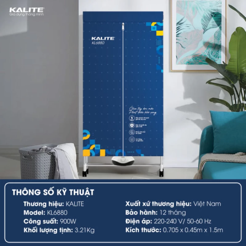 Tủ Sấy Quần Áo Kalite KL6880 Sấy Khô Nhanh Diệt Vi Khuẩn - Ảnh 2