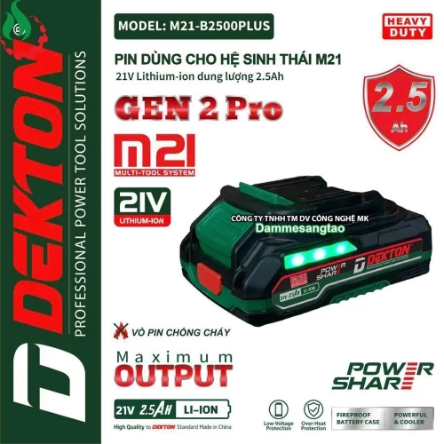 Pin Dekton 21V 2.5Ah M21-B2500PLUS